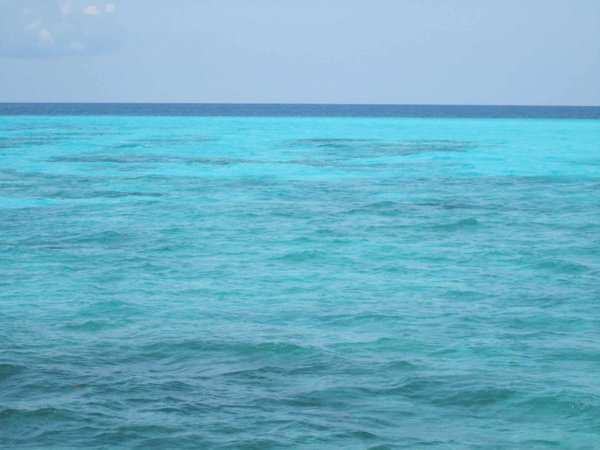 Vicino a Saona, le acque basse turchesi dei Caraibi diventano blu verso l’orizzonte.