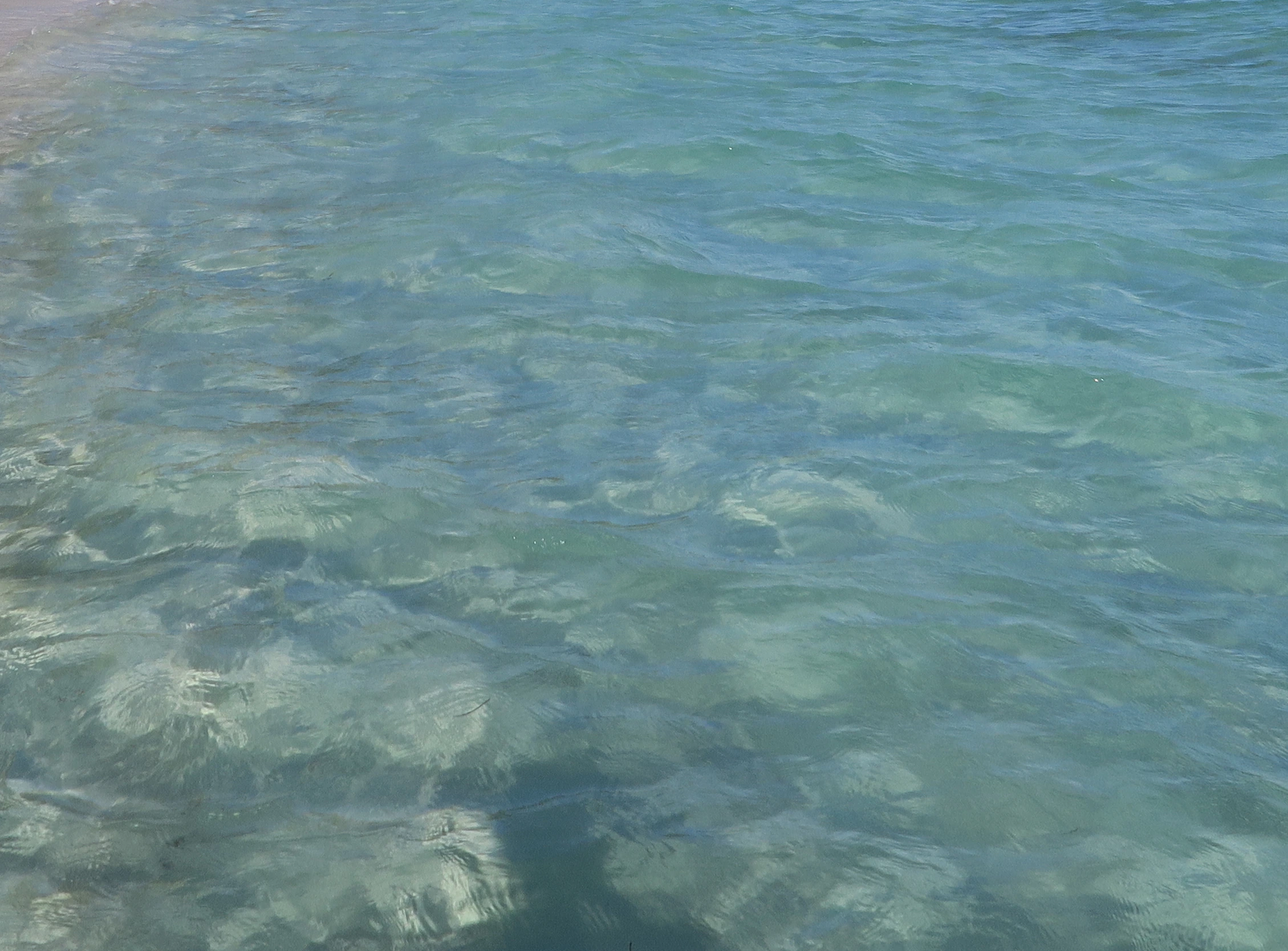 Il sole disegna riflessi mutevoli nell’acqua turchese, limpida e poco profonda di Saona.
