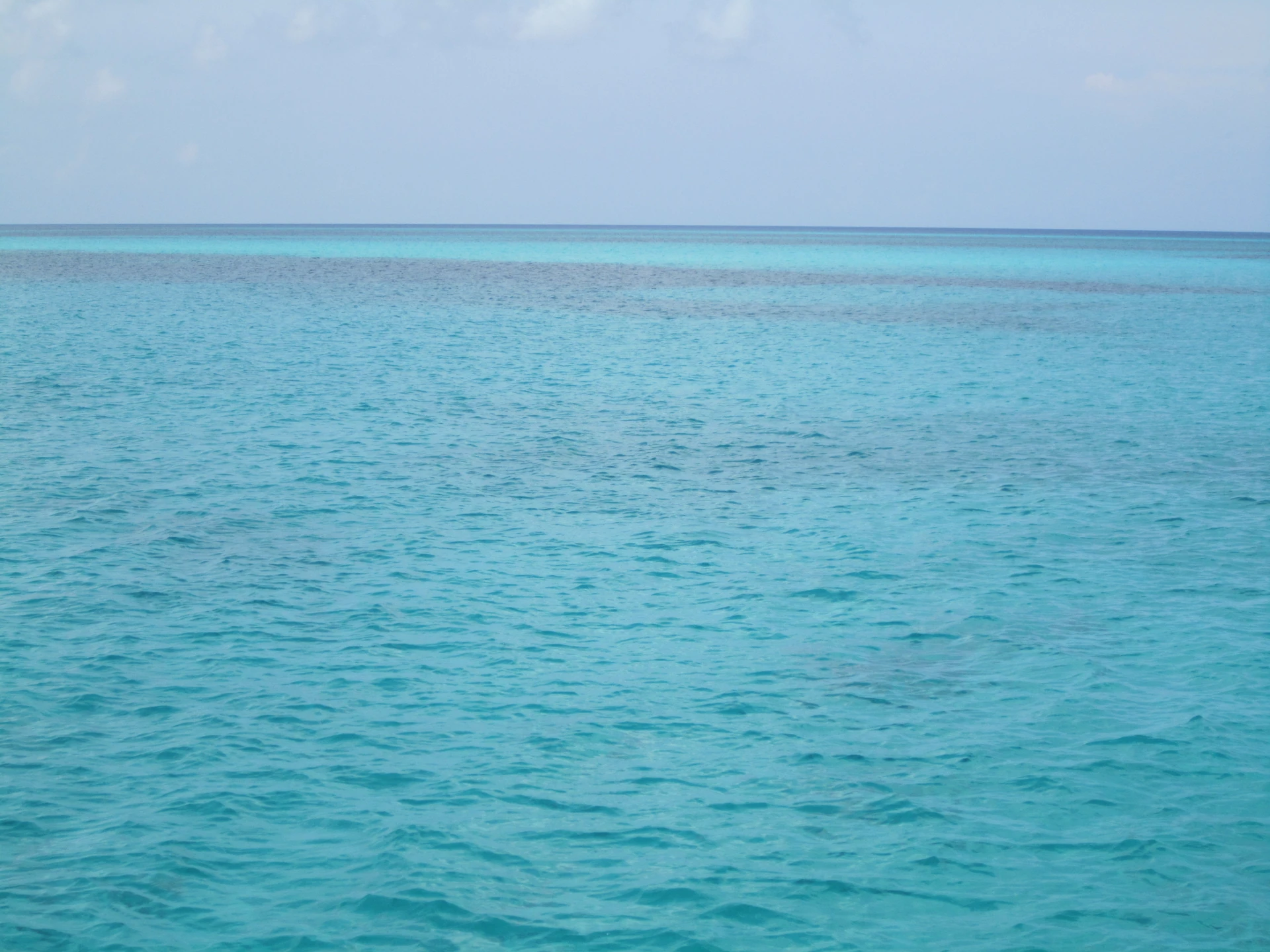 L’acqua caraibica limpida e turchese diventa blu all’orizzonte vicino a Saona.